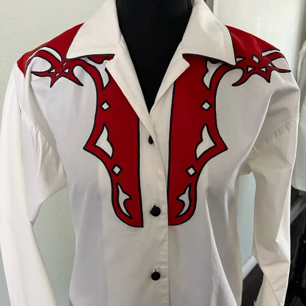 Hairston And Roberson Vintage Western Pattern Button Down Shirt Size Med… - Picture 2 of 10